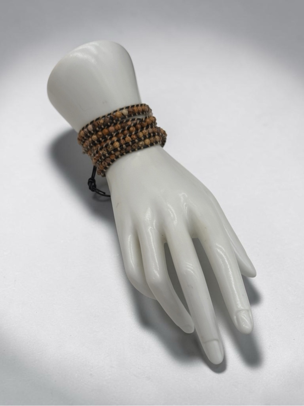 Lizou Jasper Stone Wrap Bracelet: Leather Beaded 5 Wrap Adjustable Bracelet
